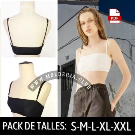 Patrón de Costura Crop Top Recto Breteles Slim