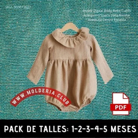 Patrón de Costura Body de Bebe Cuello Arlequín