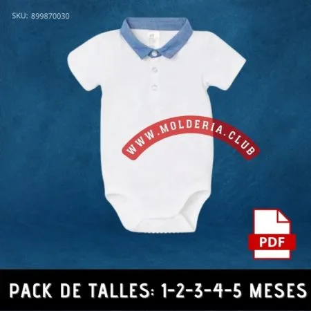 Patrón de Costura Body de Bebe Cuello Camisero