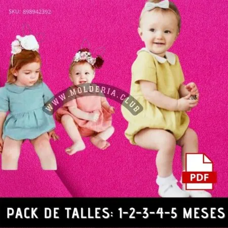 Patrón de Costura Body de Bebe Cuello Peter Pan