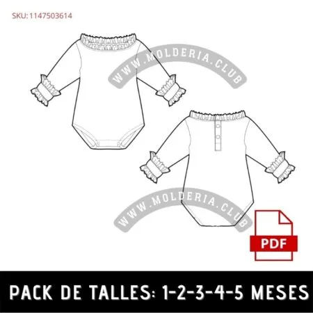 Patrón de Costura Body con Puño Y Cuello con Volados