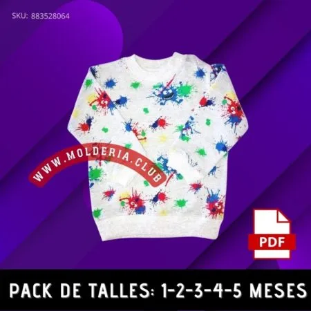 Patrón de Costura Hoodie de Bebe Abertura 1 Hombro