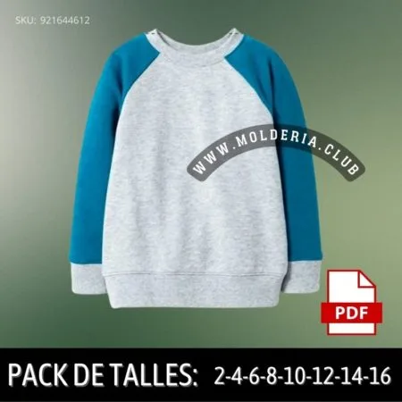 Patrón de Costura Sudadera Hoodie Ranglan de niños