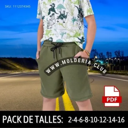Patrón de Costura Bermuda Short de Niños