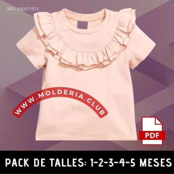 Patrón de Costura Blusa de Beba con Pechera Volados