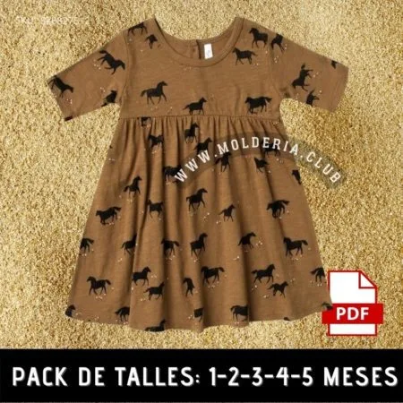 Patrón de Costura Vestido Bebe fruncido