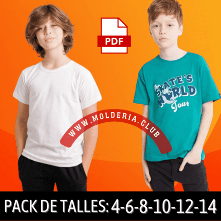 Molde Patrón Camiseta Tshirt Remera Básica de Niños