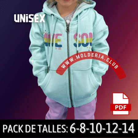 Molde Patrón Campera Canguro con Capucha de Niños
