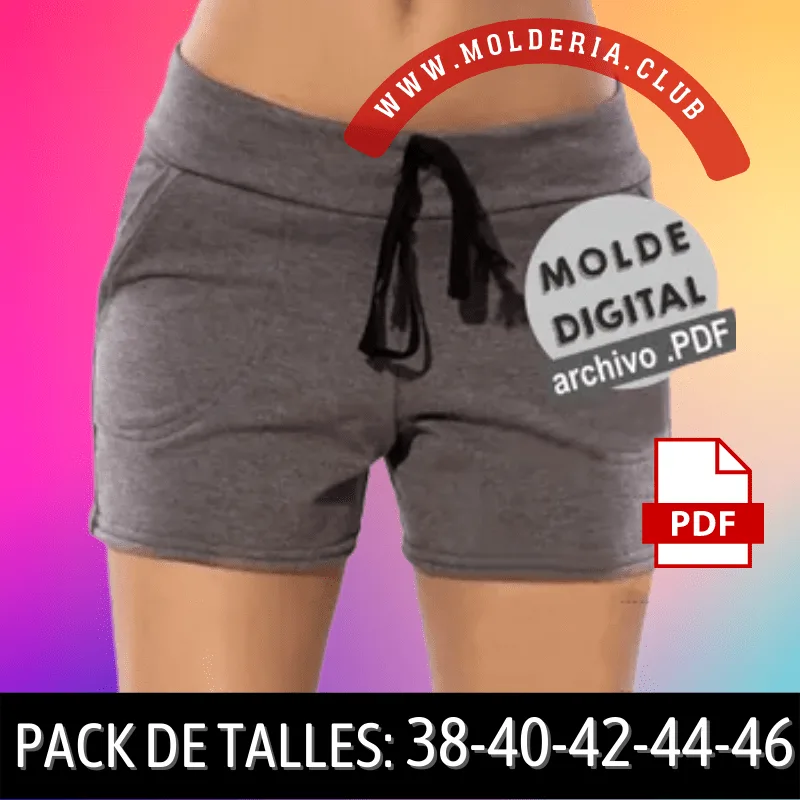 Molde Patrón Short Deportivo de Mujer - 2025 Molderia.Club Molde Patrón Short Deportivo de Mujer