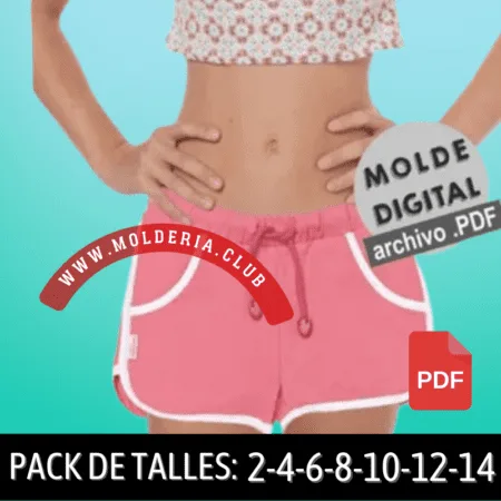 Molde Patrón Short Nenas