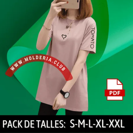 Patrón de Costura Camiseta T-shirt Larga de Dama