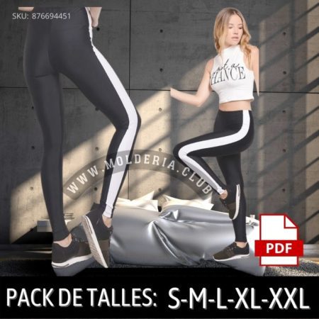 Patrón de Costura Leggins Con Franja al costado