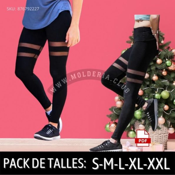 Patrón de Costura leggins Con Recortes Translucidos Sobre Muslo