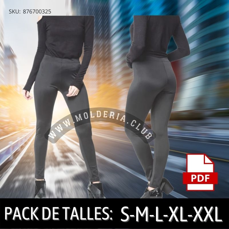 Patrón de Costura Leggins Sin Recorte al Costado - 2025 Molderia.Club Patrón de Costura Leggins Sin Recorte al Costado