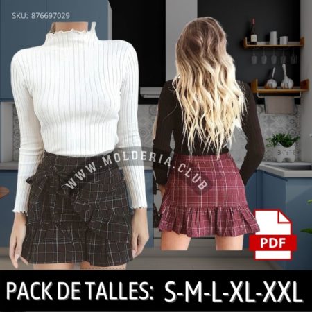 Patrón de Costura Falda Pollera Volado Y Lazos