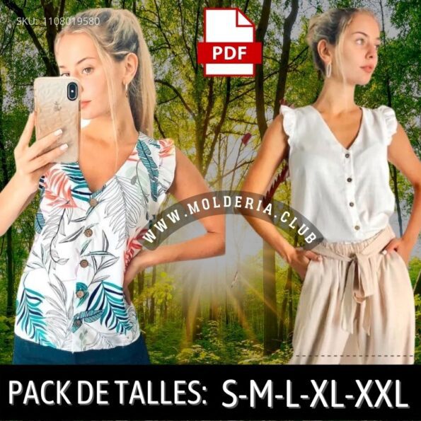 Patrón de Costura Musculosa con botones Sisa volado