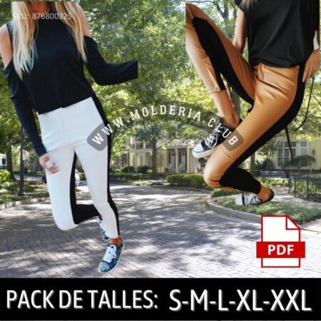Patrón de Costura Pantalón Bicolor Con Cierre Botapie Interior y Recorte Media Rodilla