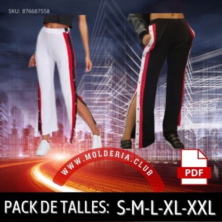 Patrón de Costura Pantalón Broches Y Franjas