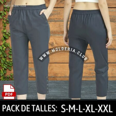 Patrón de Costura Pantalón Capri Abotonadura Inferior Y Cintura con Elástico